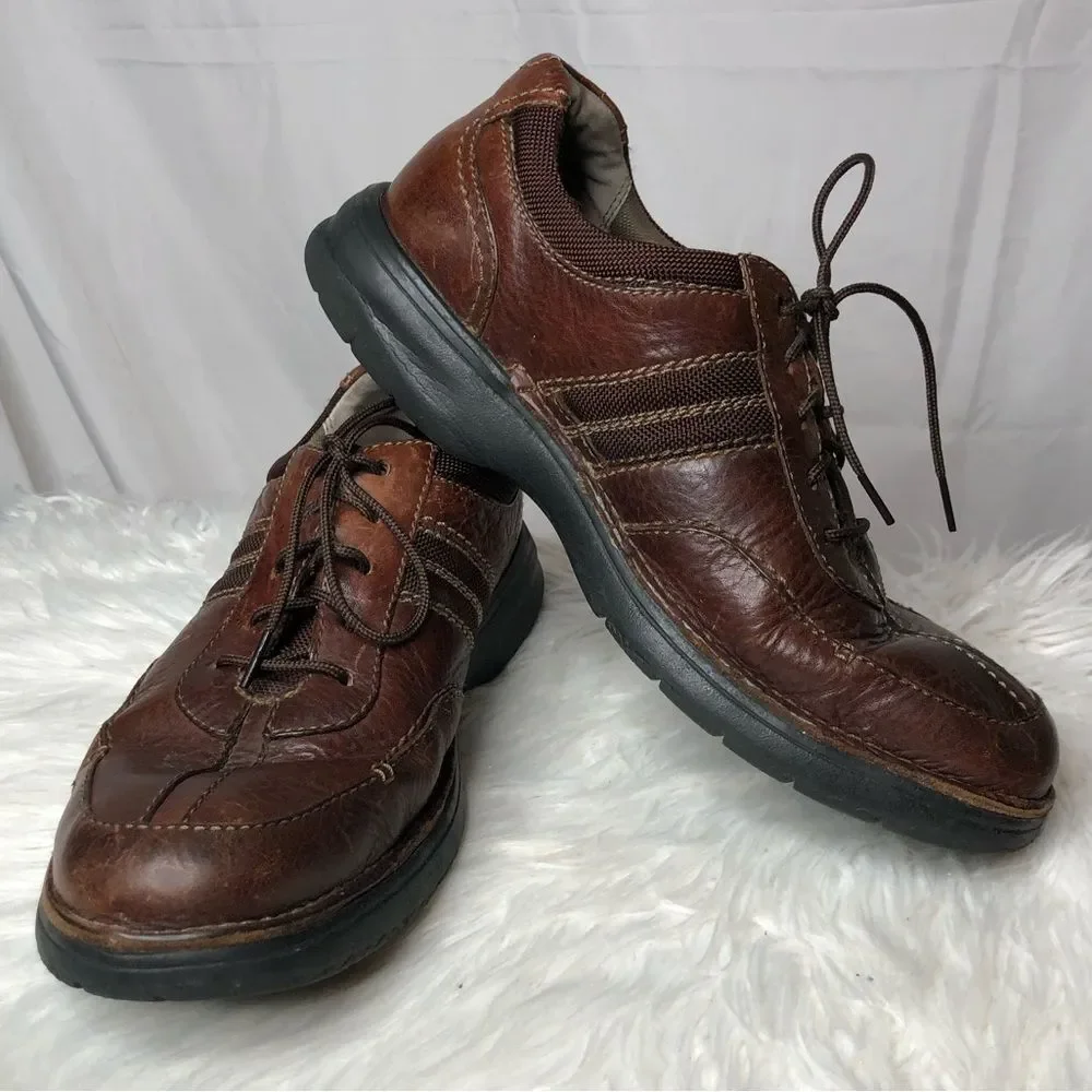 Men's Clarks Oxfords Shoes Brown Leather Lightweight Laced Size 9.5M 82469
